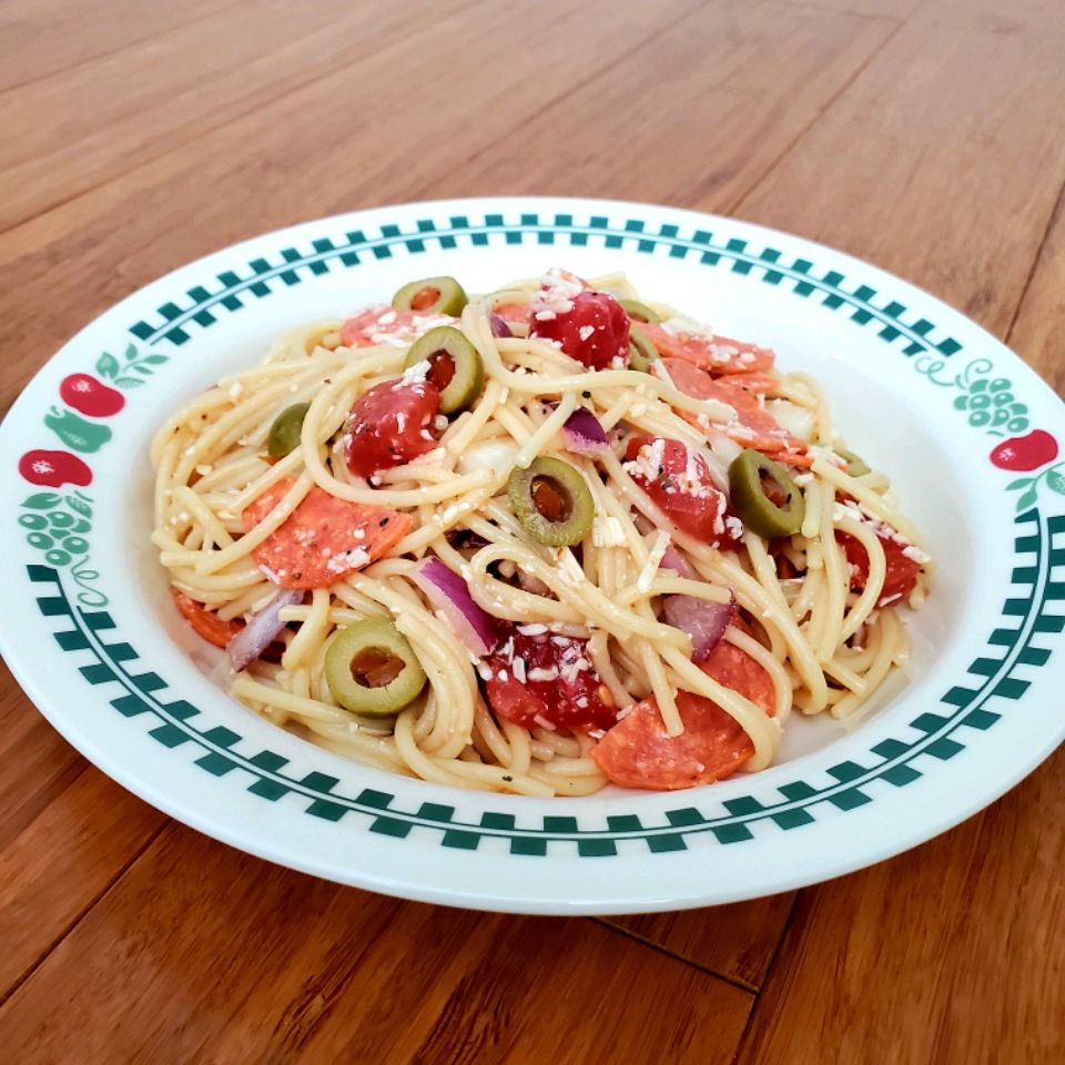 Холодный спагетти салат