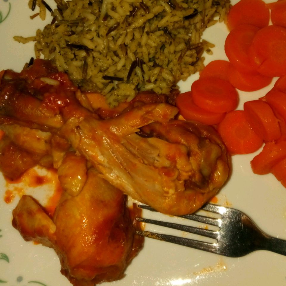 Красная курица с овощами