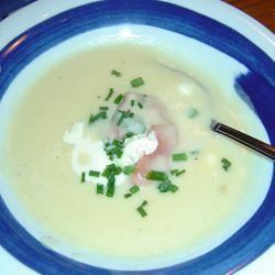 Картофельный суп с розетками по гравите