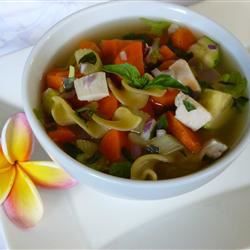 Сытный куриный овощный суп