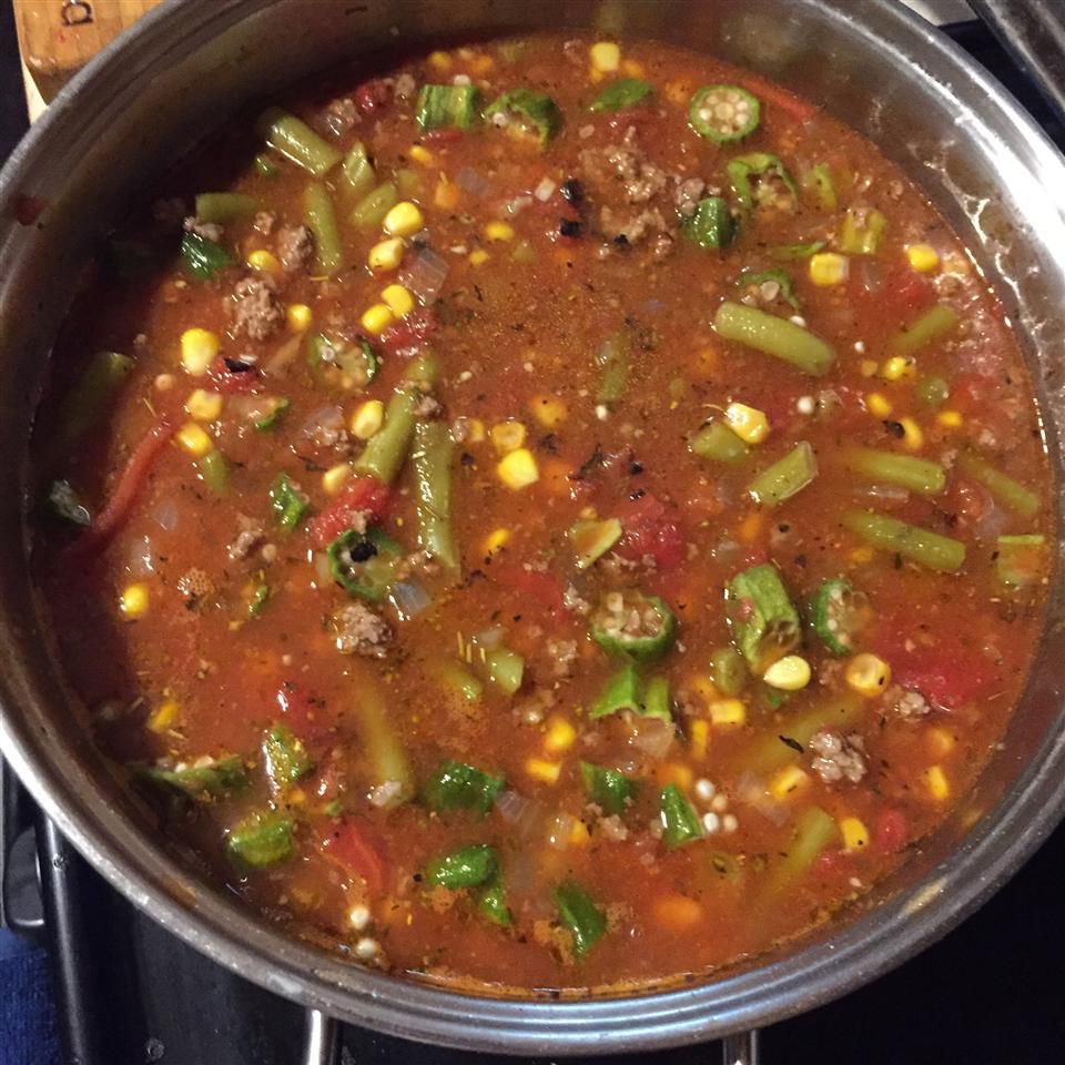 Медленная плита вегетарианская говяжий суп с бамией